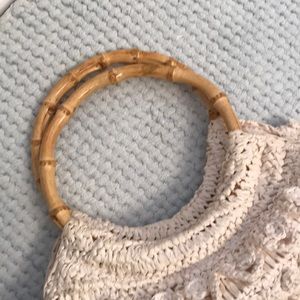 J CREW petal straw bag.